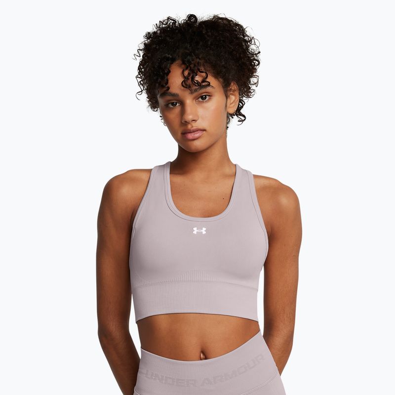 Fitness podprsenka  Under Armour Vanish Seamless Mid Branded tetra gray/white