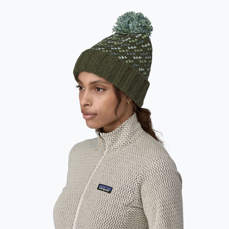 Zimní čepice  Patagonia Snowbelle fisherman stitch/pine needle green 2