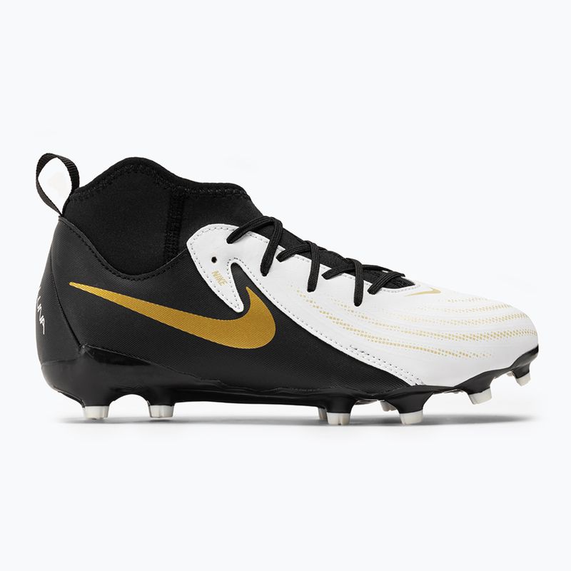 Nike Phantom Luna II Academy FG/MG Juniorské kopačky bílá / metalická zlatá / černá 2