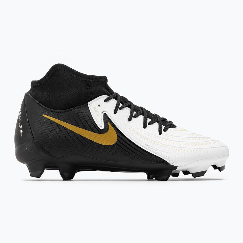 Kopačky Nike Phantom Luna II Academy FG/MG bílé / metalické zlaté mince / černé 2