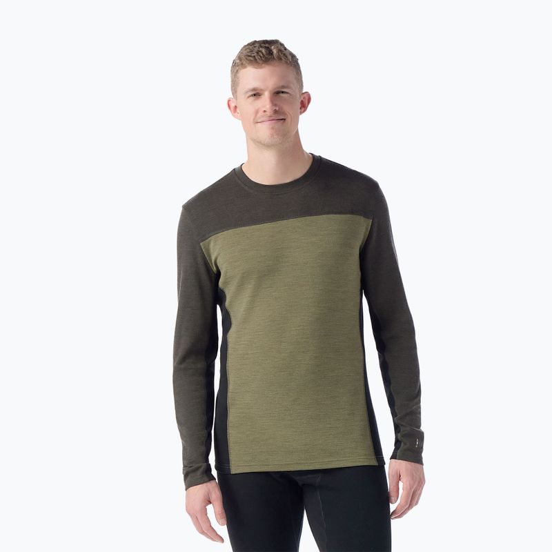 Pánská termoakční mikina Smartwool Classic Thermal Merino Base Layer Colorblock Crew Boxed moss
