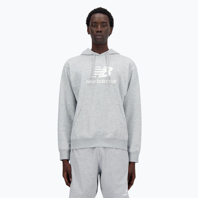 Pánská mikina New Balance Stacked Logo French Terry Hoodie athletic grey