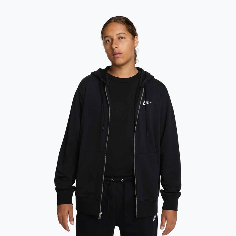 Pánská mikina Nike Club FZ Hoodie black/black/white