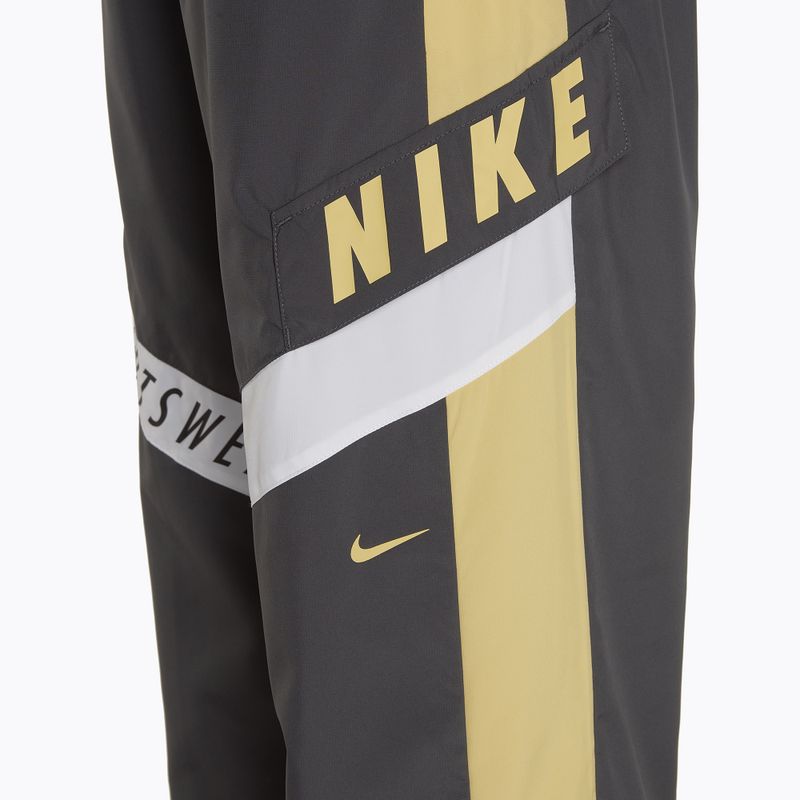 Dámské kalhoty Nike Sportswear Woven High-Waisted dark smoke grey/saturn gold/white 3