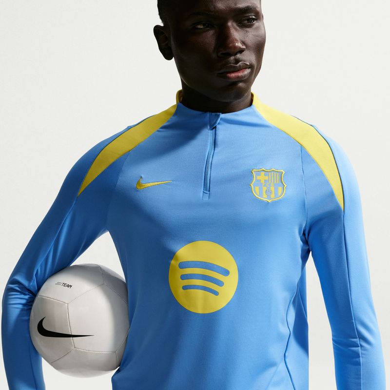 Pánské fotbalové tričko Longsleeve Nike FC Barcelona Strike Fourth Knit Drill Top university blue/opti yellow 6