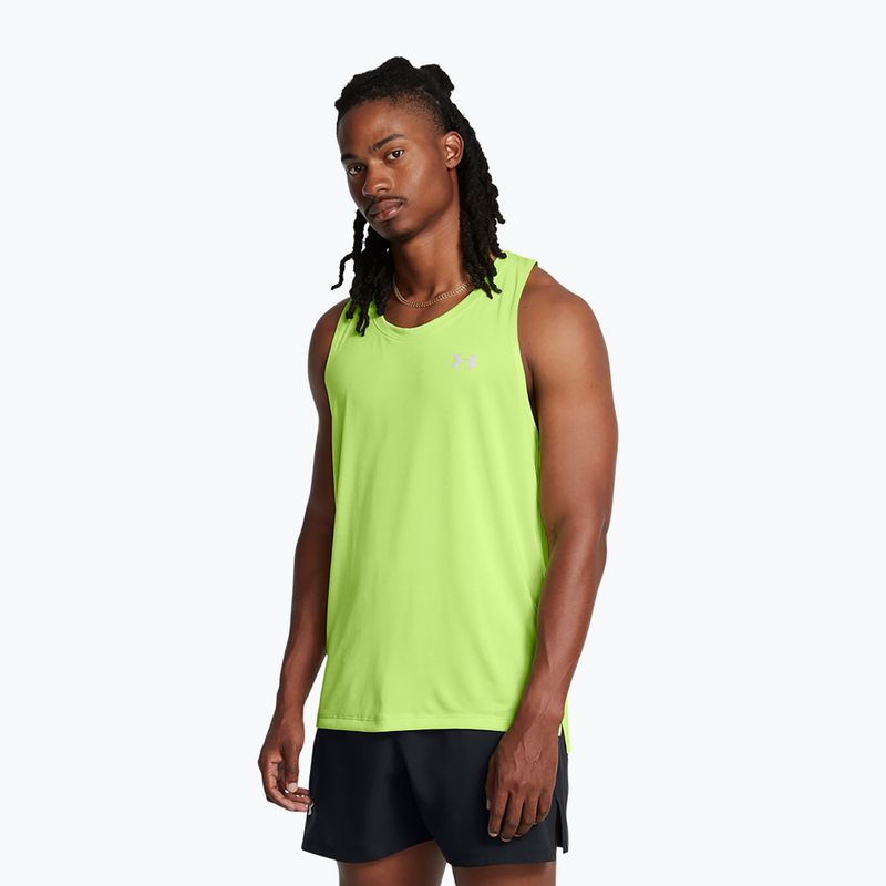 Pánské běžecké tílko Under Armour Launch Singlet morph green/reflective