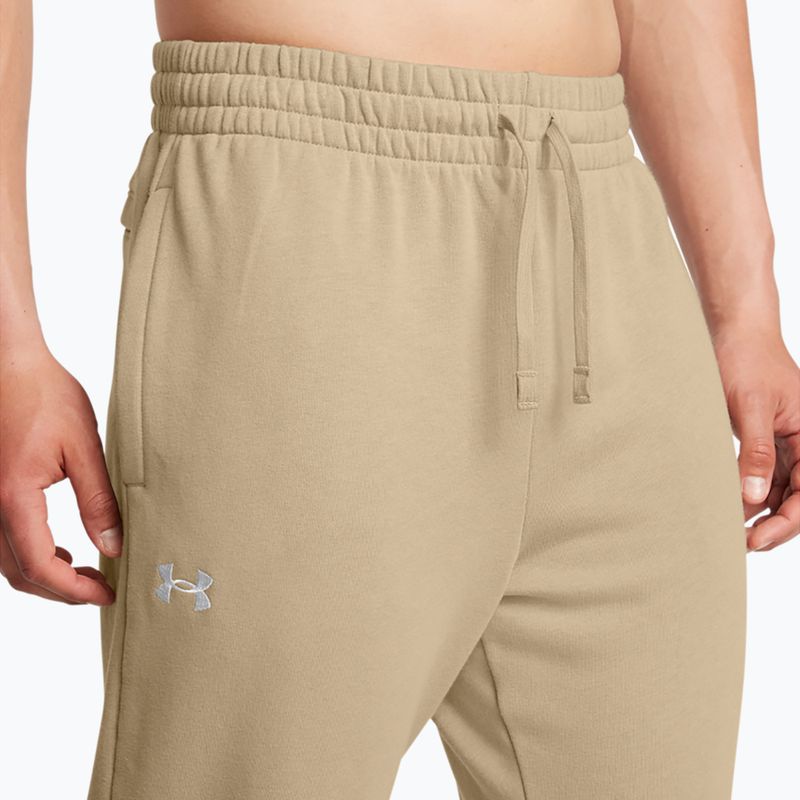 Pánské kalhoty Under Armour Rival Fleece Joggers city khaki/white 4