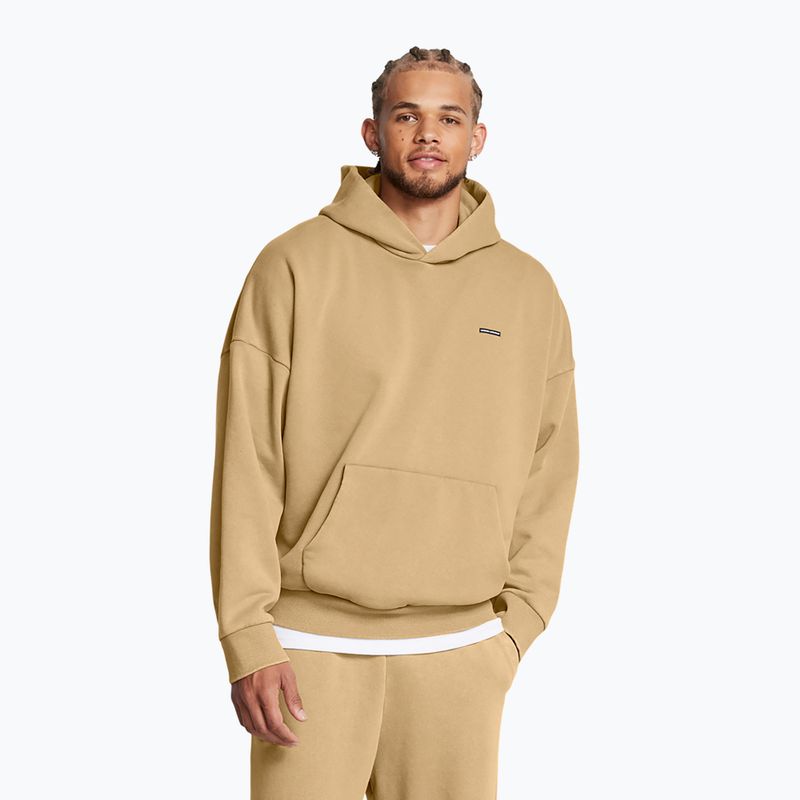 Pánská mikina  Under Armour Icon HWT Fleece Wash OS Hoodie camel/white