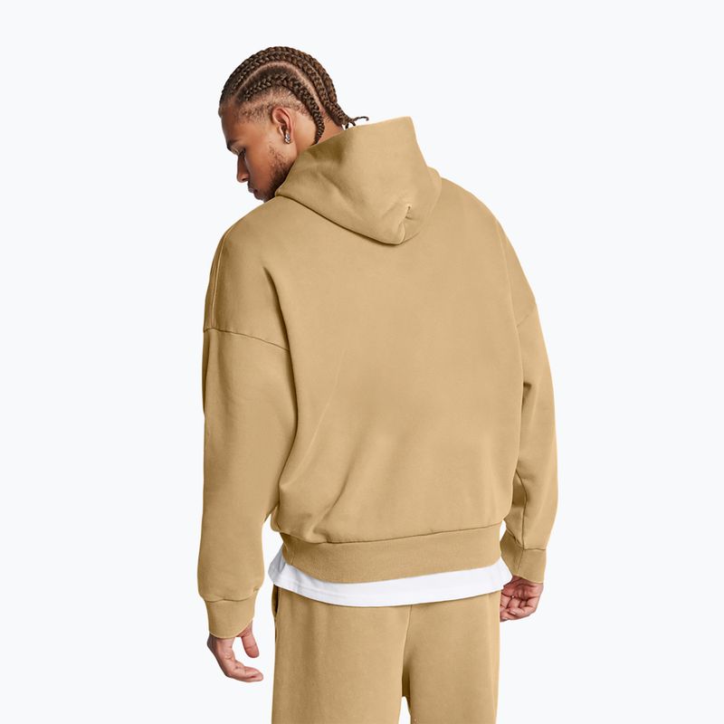 Pánská mikina  Under Armour Icon HWT Fleece Wash OS Hoodie camel/white 3