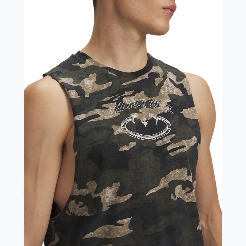 Pánské tričko Under Armour Project Rock Camo Tank city khaki/baroque green/white clay 3