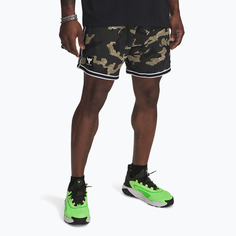 Pánské šortky Under Armour Project Rock Mesh baroque green / white