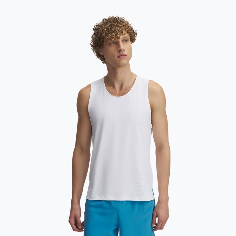 Pánské běžecké tílko tank top Under Armour Launch Elite Singlet white/reflective