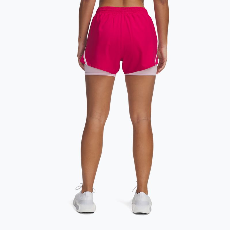 Dámské běžecké šortky Under Armour Fly By 2in1 shaded fuchsia / prime pink / reflective 3