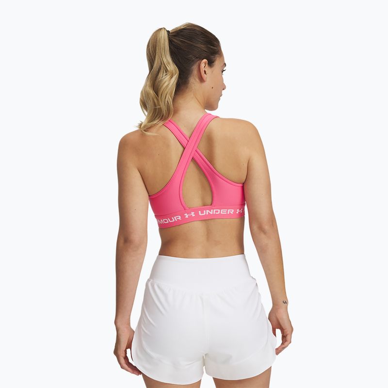 Sportovní podprsenka Under Armour Crossback Mid super pink/white 2