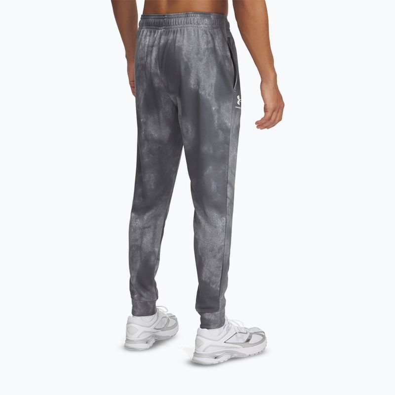 Pánské kalhoty Under Armour Rival Terry Jogger s potiskem castlerock/onyx white 3