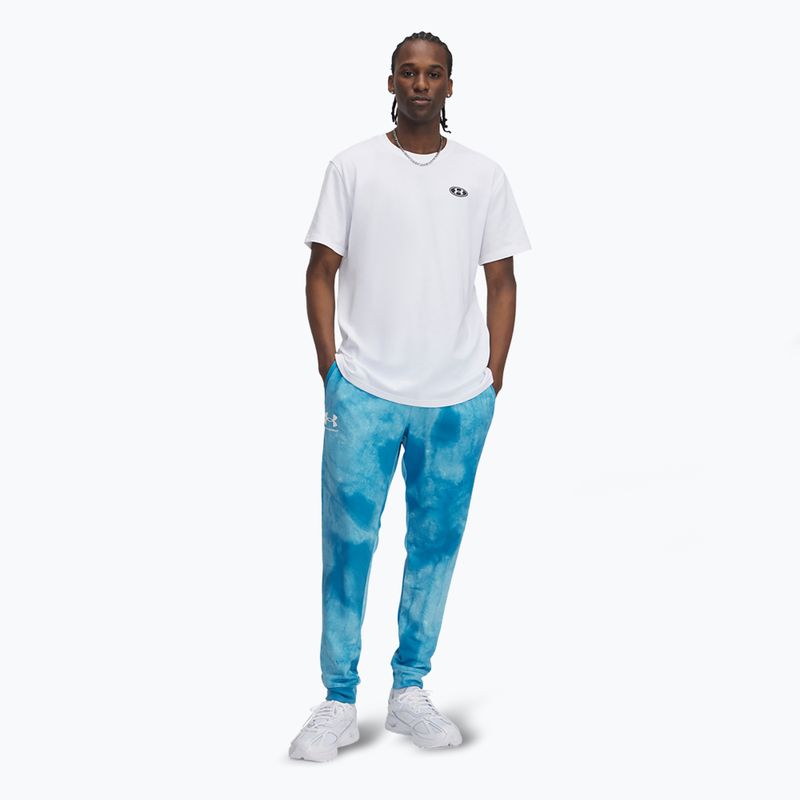 Pánské kalhoty Under Armour Rival Terry Jogger s potiskem ether blue/onyx white 2