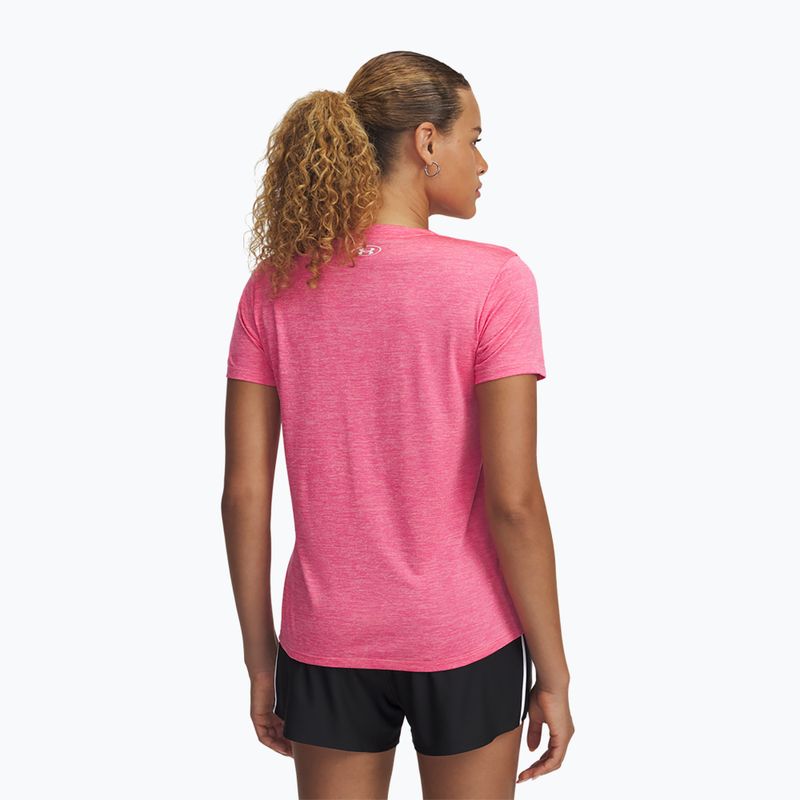 Dámské tréninkové tričko Under Armour Tech V-Twist super pink/bílá 2