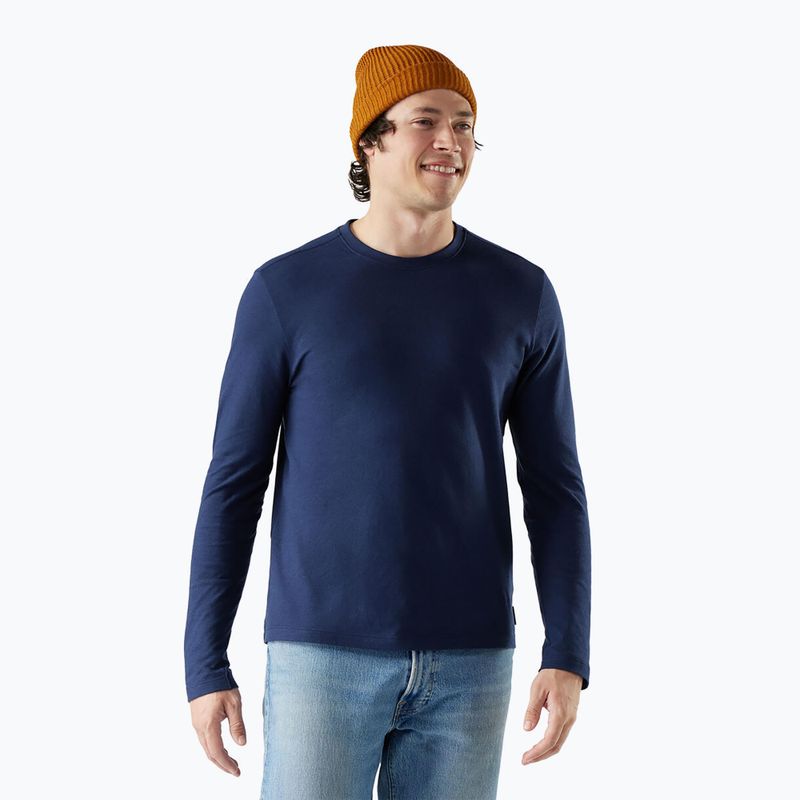 Pánské trekkingové tričko s dlouhým rukávem Smartwool Perfect Crew deep navy