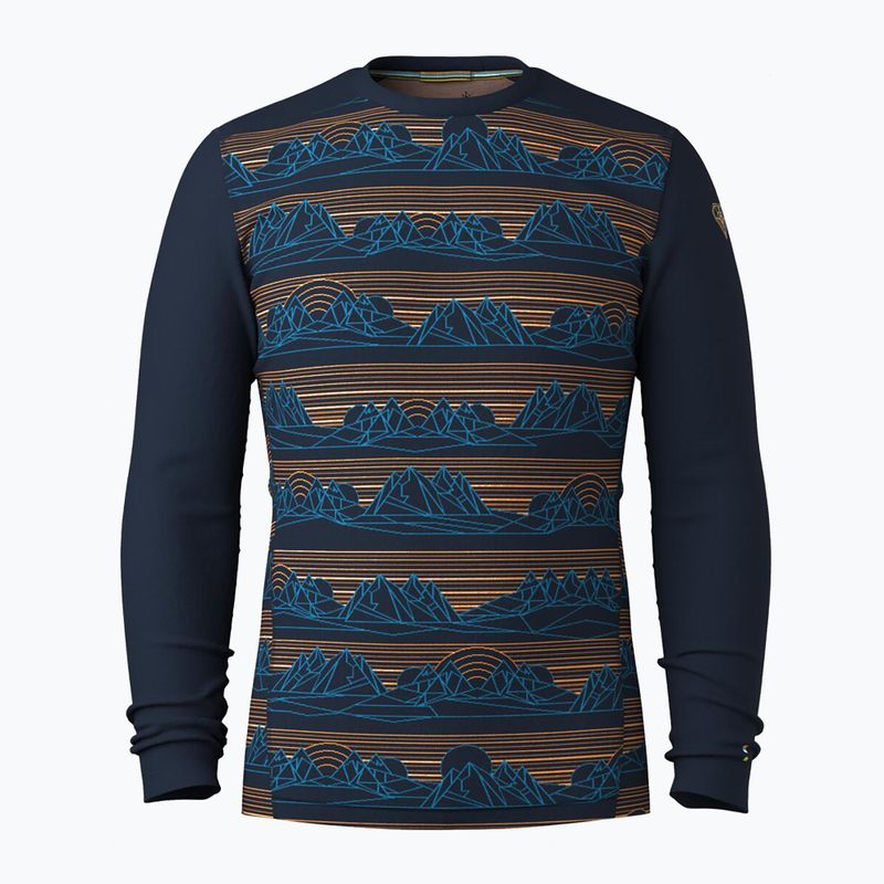 Pánská termoakční mikina Smartwool Merino 250 Baselayer Crew Boxed deep navy geo peaks 3