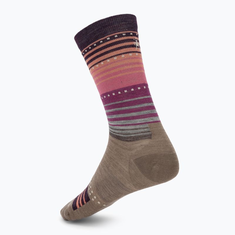 Dámské ponožky Smartwool Everyday Stitch Stripe Crew fossil/purple 2