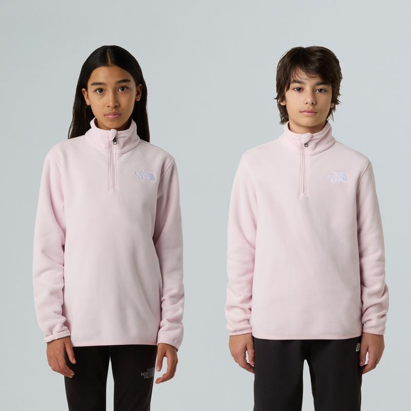 Dětská fleece mikina The North Face Teen Glacier 1/4 Zip pale blossom 3