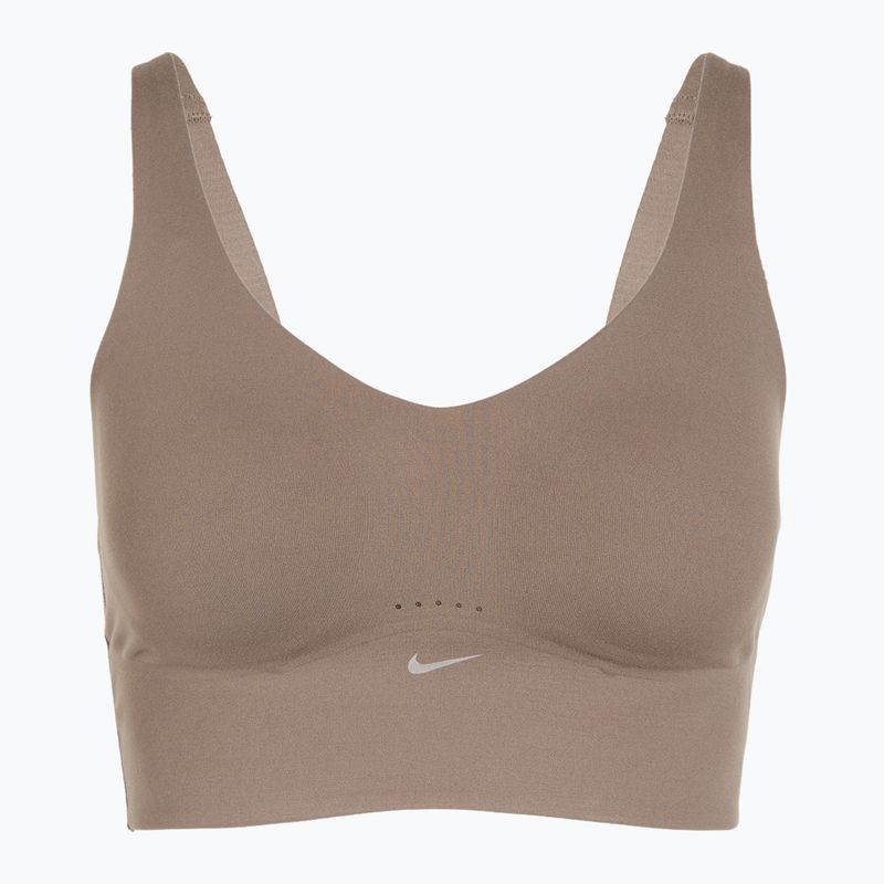 Sportovní podprsenka Nike Alate Medium Support Longline mink brown/white 8