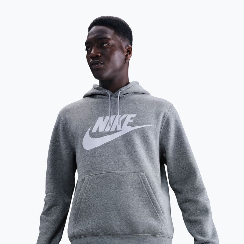 Pánská mikina Nike Club Pullover Hoodie dark grey heather/light smoke grey/white 4