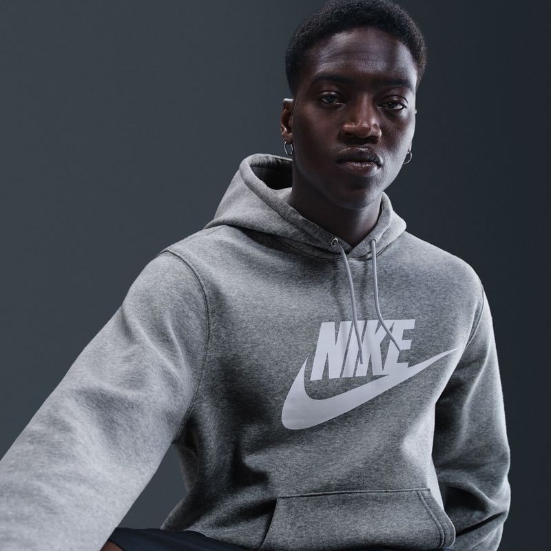 Pánská mikina Nike Club Pullover Hoodie dark grey heather/light smoke grey/white 6