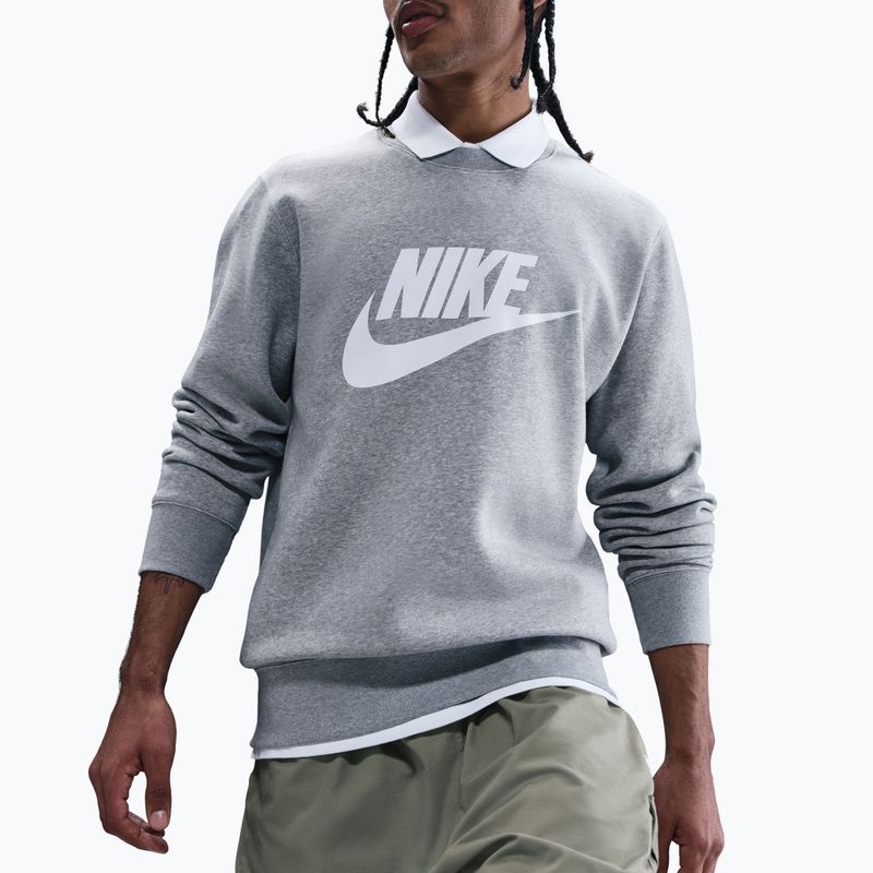 Pánská mikina Nike Sportswear Club Graphic Fleece Crew dark grey heather/white 4