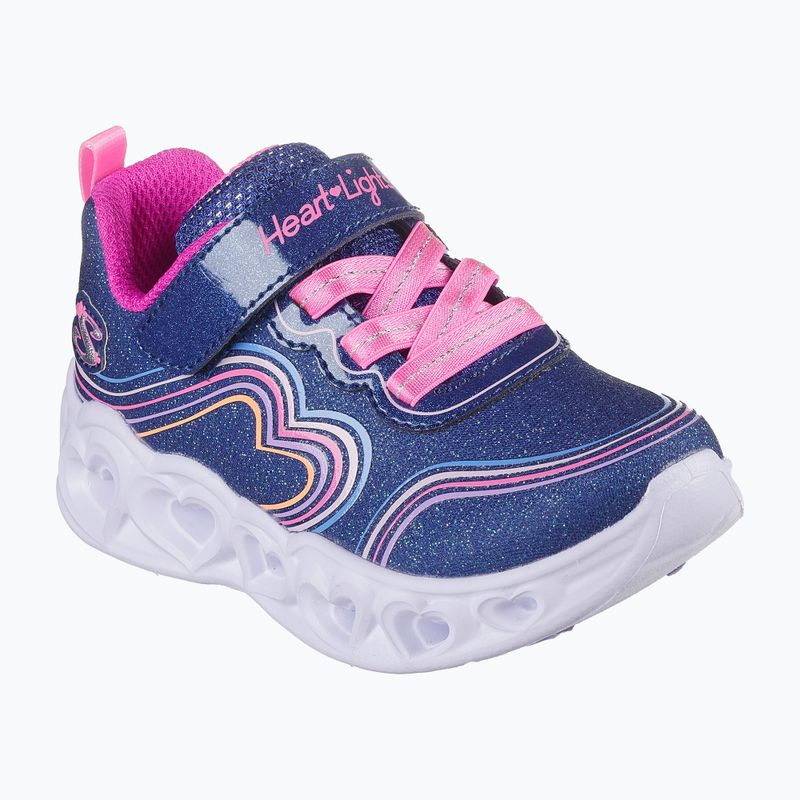 Dětské boty SKECHERS Heart Lights Retro Hearts navy leather/multi trim 9
