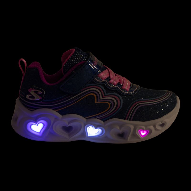 Dětské boty SKECHERS Heart Lights Retro Hearts navy leather/multi trim 8