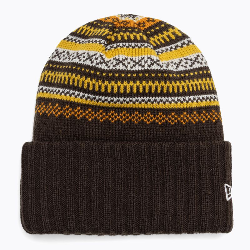 Dámská zimní čepice New Era Rail Isle Cuff Knit Beanie dark brown
