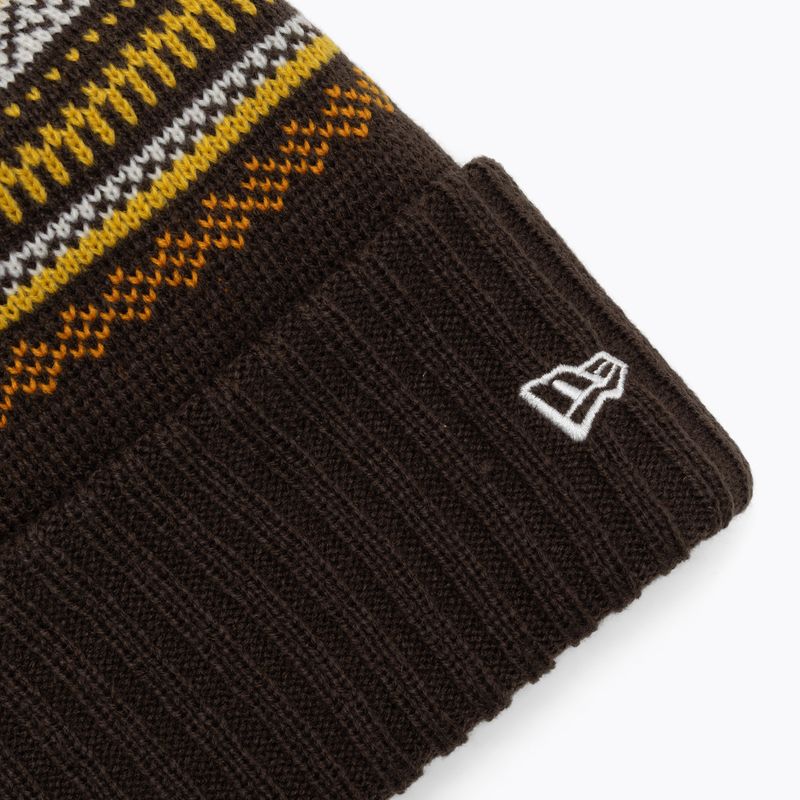 Dámská zimní čepice New Era Rail Isle Cuff Knit Beanie dark brown 3