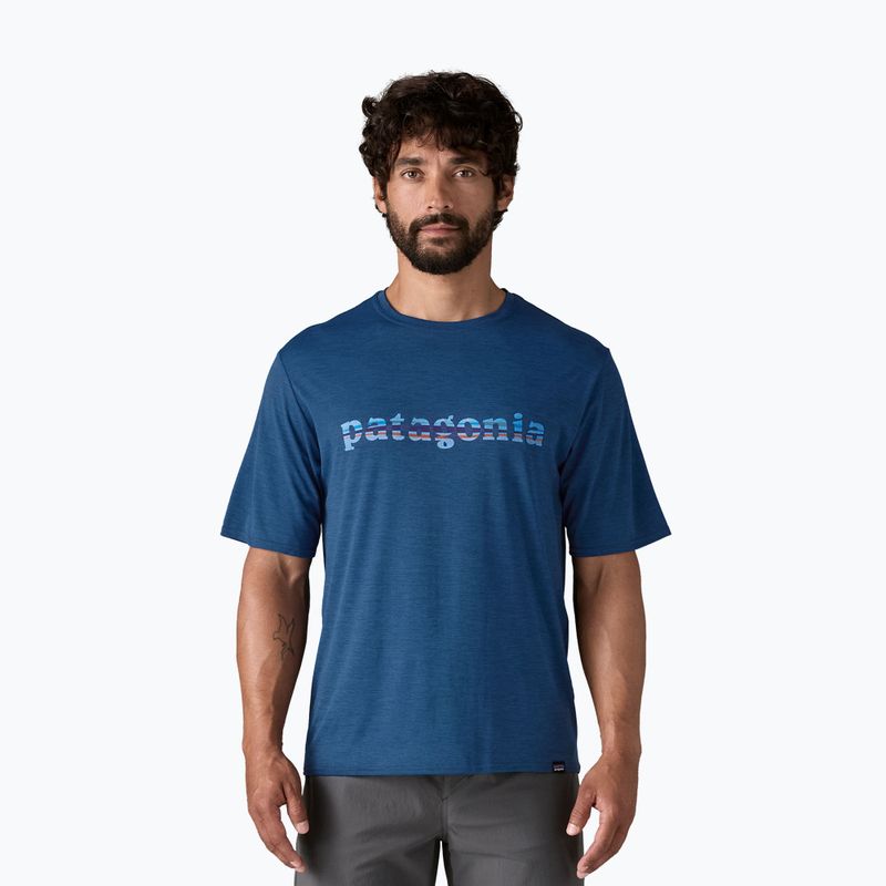 Pánské tričko Patagonia Cap Cool Daily Graphic Shirt '73 text logo / clement blue x-dye