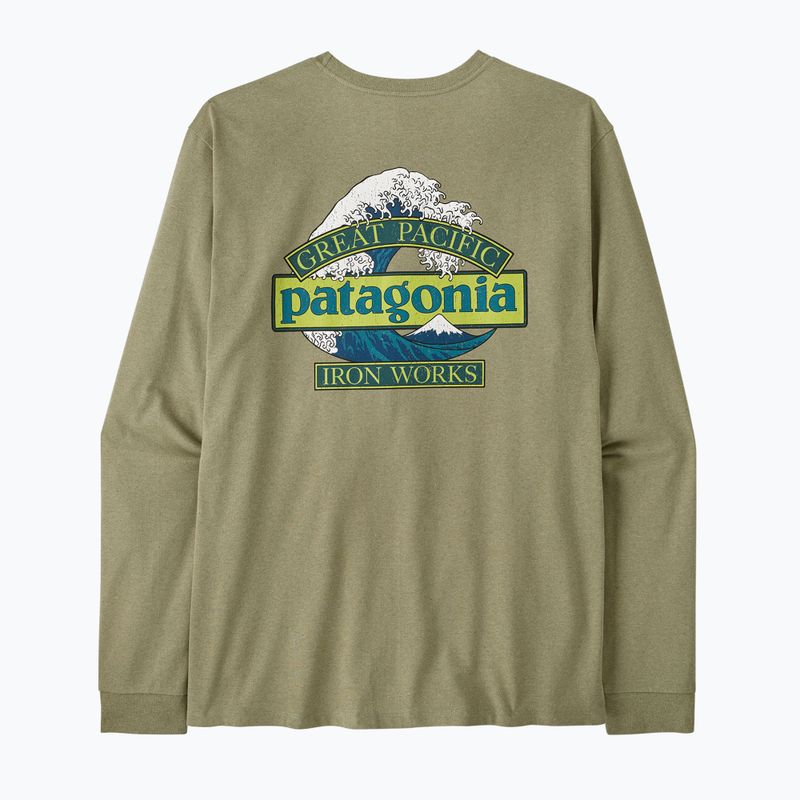 Pánské trekingové tričko Longsleeve Patagonia Great Waves Responsibili Tee gumtree green 2