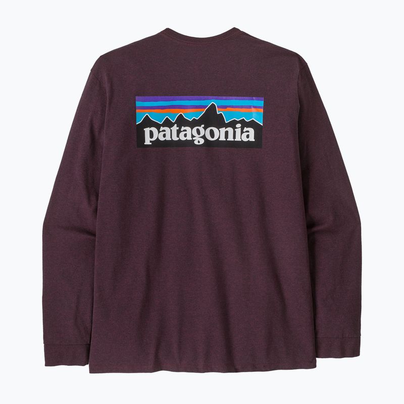 Pánské tričko Longsleeve Patagonia P-6 Logo Responsibili berry fig 2