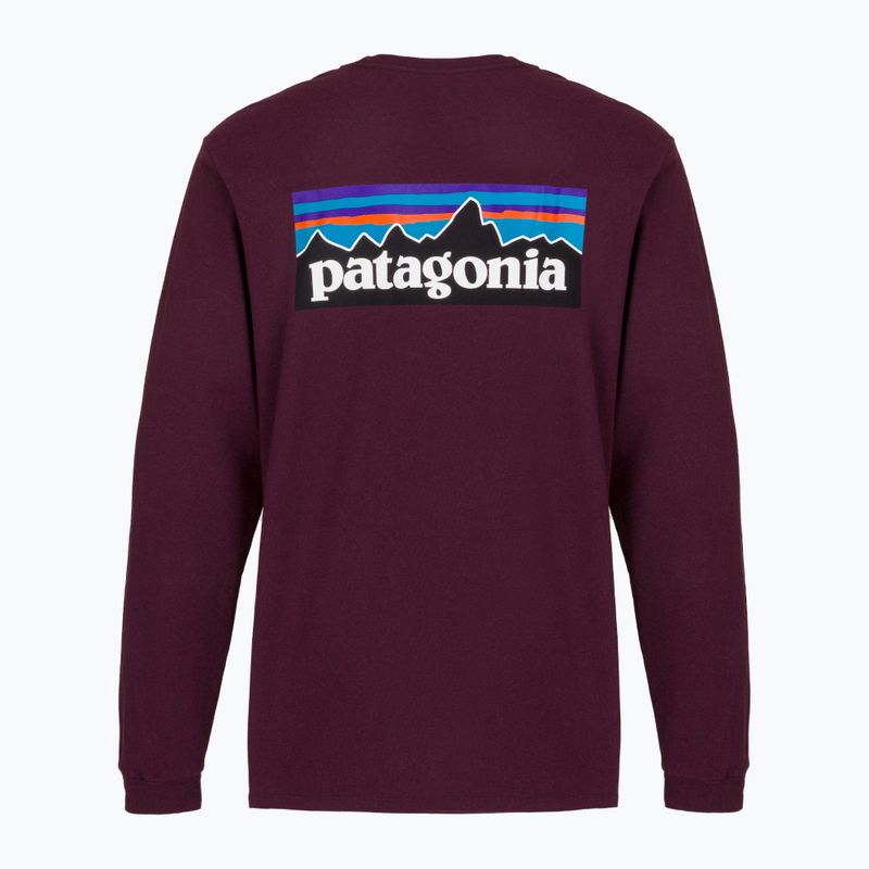 Pánské tričko Longsleeve Patagonia P-6 Logo Responsibili berry fig 2