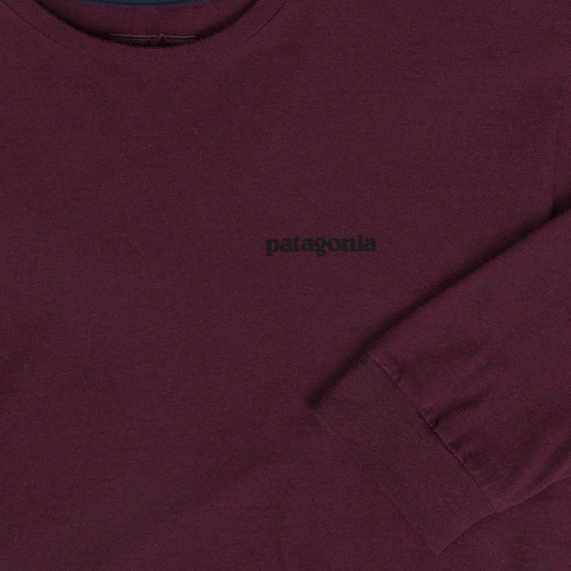 Pánské tričko Longsleeve Patagonia P-6 Logo Responsibili berry fig 3