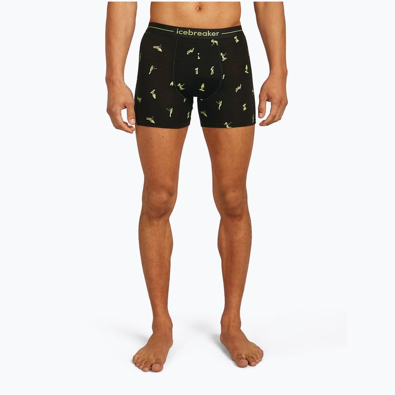 Pánské termo boxerky Icebreaker Anatomica Snow Day black/peridot/aop 2