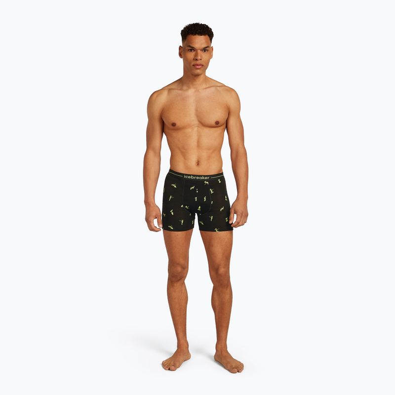 Pánské termo boxerky Icebreaker Anatomica Snow Day black/peridot/aop 3