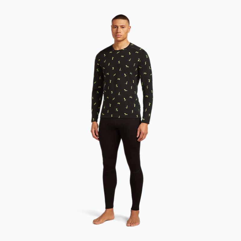 Pánská termoakční mikina icebreaker Merino 200 Oasis Crewe Snow Day black/peridot/aop 2