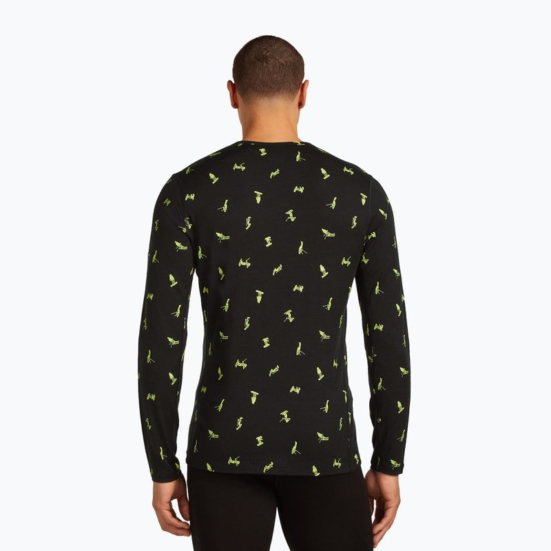 Pánská termoakční mikina icebreaker Merino 200 Oasis Crewe Snow Day black/peridot/aop 3