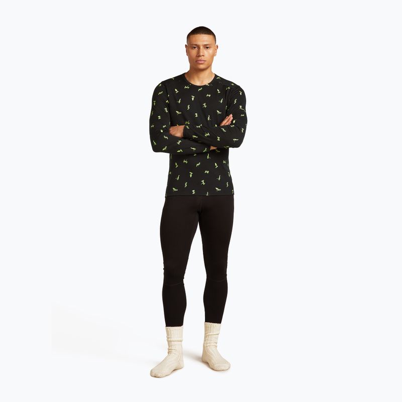 Pánská termoakční mikina icebreaker Merino 200 Oasis Crewe Snow Day black/peridot/aop 5
