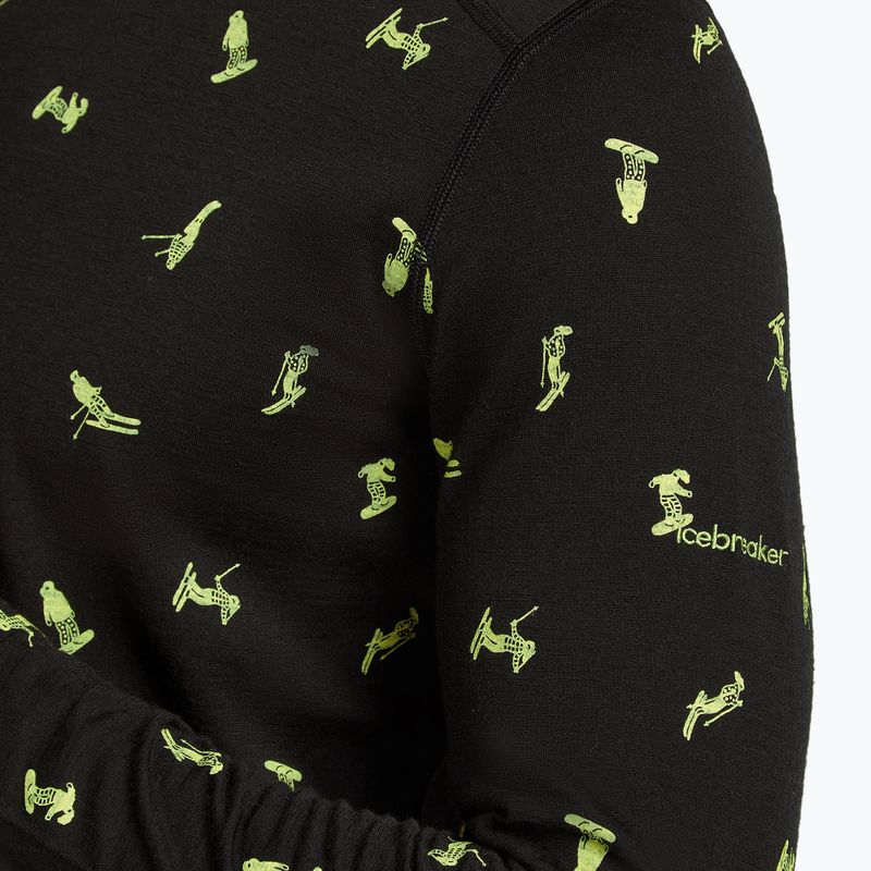 Pánská termoakční mikina icebreaker Merino 200 Oasis Crewe Snow Day black/peridot/aop 7