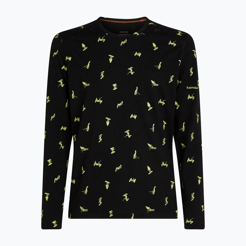 Pánská termoakční mikina icebreaker Merino 200 Oasis Crewe Snow Day black/peridot/aop 8