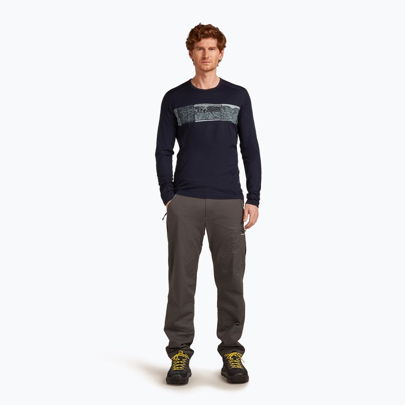Pánská termoakční mikina icebreaker Merino 200 Oasis Crewe Elevation Line midnight navy 2