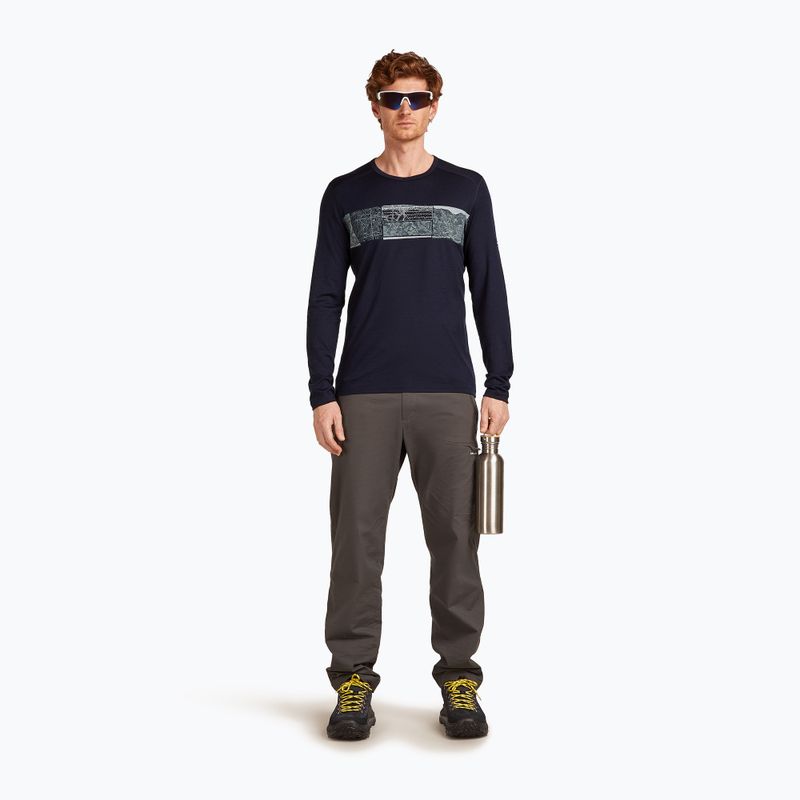 Pánská termoakční mikina icebreaker Merino 200 Oasis Crewe Elevation Line midnight navy 4