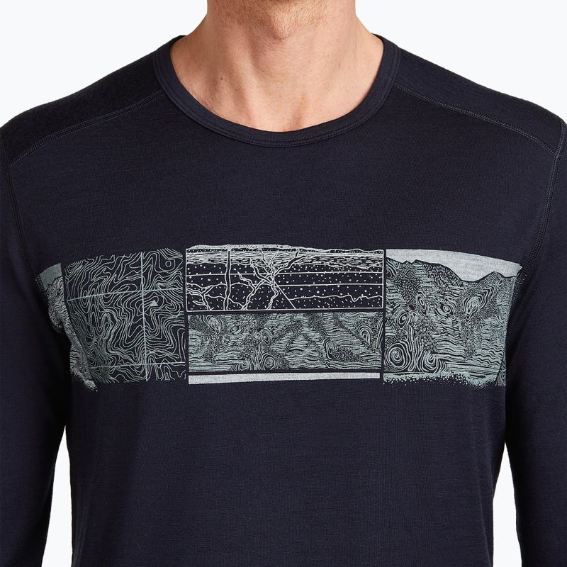 Pánská termoakční mikina icebreaker Merino 200 Oasis Crewe Elevation Line midnight navy 5