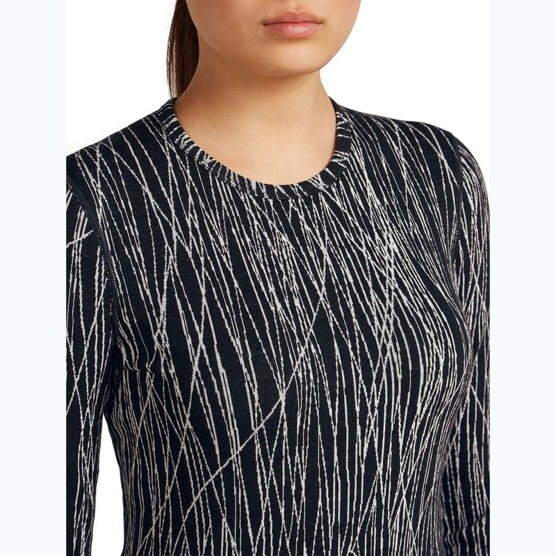 Dámské trekkingové triko Longsleeve Icebreaker Merino 260 Tech Vertex Crewe Delta Lines AOP black/snow/j 5