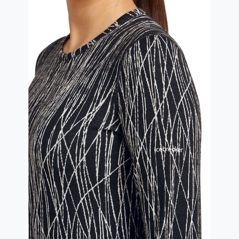 Dámské trekkingové triko Longsleeve Icebreaker Merino 260 Tech Vertex Crewe Delta Lines AOP black/snow/j 6